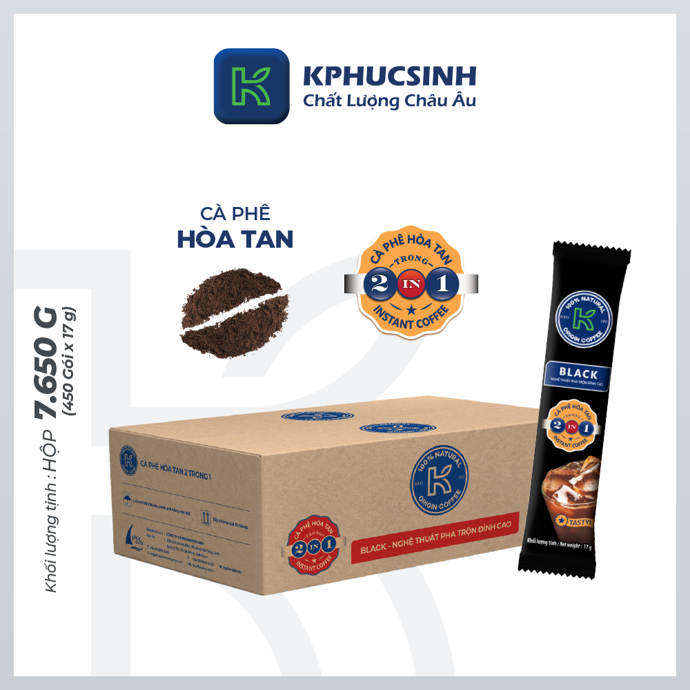 CÀ PHÊ K BLACK 2 IN 1 - THÙNG 450 GÓI